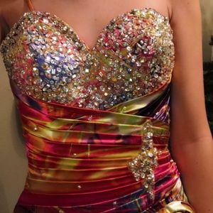 Mori Lee Prom dress corset back split multi